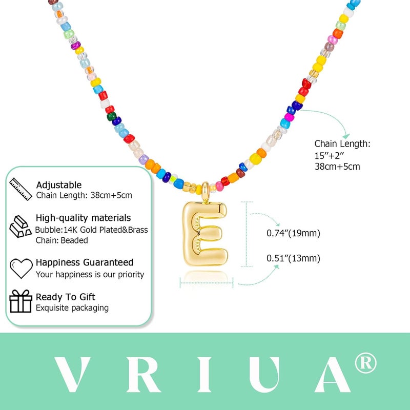 VRIUA Colorful Initial Necklaces for Women – Bubble Letter A-Z Necklace Handmade Beaded Necklace Dainty Initial Necklaces for Girls Kids - Teen Girls Gifts Trendy Jewelry - Image 3